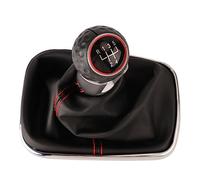Ejoyous Pommeau de Levier de Vitesse de Voiture, 5 Vitesses, avec Coutures Rouges en Cuir PU ABS, Changement de Vitesse en Douceur, Toucher Confortable, Remplacement du Couvercle de Coffre pour les