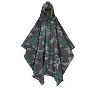 Ejoyous Poncho de Pluie Imperméable, Camouflage Veste de Pluie Cape de Pluie Ripstop Camouflage Costume Imperméable avec Capuche pour Pique-Nique Chasse Camping Randonnée Chasse