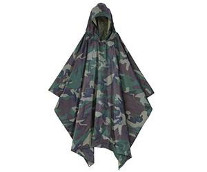 Ejoyous Poncho de Pluie Imperméable, Camouflage Veste de Pluie Cape de Pluie Ripstop Camouflage Costume Imperméable avec Capuche pour Pique-Nique Chasse Camping Randonnée Chasse