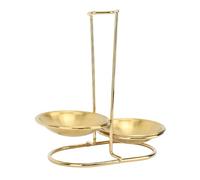 Ejoyous Porte-Cuillère Verticale, Support pour Louche et Cuillère, Rack Inox Anti-goutte pour Comptoir de Cuisine et Table à Manger (Doré avec 2 assiettes)