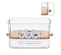 Ejoyous Porte-Mouchoirs, Boîte à Mouchoirs en Plastique Transparent avec Couvercle en Bois, Porte-Papier Facial de Grande capacité 20,5 X 12 X 11 Cm, Couvercle Anti-poussière à Vue Dégagée pour (3
