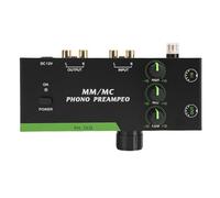 Ejoyous Préamplificateur Phono Mm MC, Mini Préamplificateur Stéréo avec Sortie D'entrée XLR 5 Broches, Sortie Casque 3,5 Mm et Contrôle de Fréquence pour Platines Vinyles et Tourne-disques (Prise UE)