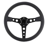 Ejoyous Racing Universal Racing Wheel, Racing Racing Wheel 350 Mm / 14 Pouces pour le Cuir Noir de Style Prototipo avec des Coutures Grises et le Bouton de Corne