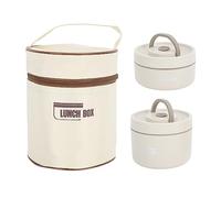 Ejoyous Récipient à Déjeuner isolé en Acier Inoxydable 304, Boîte à Thermique Ronde étanche et Scellée avec Sac de Transport, pour les Repas en Plein Air à L'école de Travail (2 boîtes)