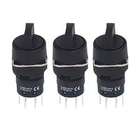 Ejoyous Sélecteur 3 Positions Interrupteur Rotatif Autobloquant 16 Mm Contact argenté Lumière Verte AC DC 24 V pour Machines-outils Panneaux de Commande d'équipement Textile (AC/DC12V)