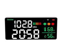 Ejoyous Sonomètre Décibelmètre avec écran LED 11 Pouces 30 à 130 DBA 4 en 1 Moniteur de Temps d'humidité de la Température Sonore pour Salle de Classe, Studio, Usine, Maison