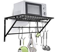 Ejoyous Support de Pot Suspendu Mural en Métal Noir, Organisateur de Rangement de Cuisine avec 10 Crochets Amovibles