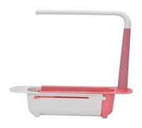 Ejoyous Support de Rangement pour évier Télescopique, Organisateur D'évier Extensible en PP de Grande capacité à Longueur Réglable avec Trous de Drainage pour évier de Cuisine (rouge)