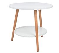 Ejoyous Table d'appoint de Rangement Blanche à 2 Couches, Table Basse en Panneau de densité Durable avec Plateau de 50 Cm pour Salon et Chambre à Coucher