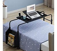 Ejoyous Table d'écriture de Lit Réglable avec roulettes, Bureau Mobile pour Ordinateur Portable avec étagère de Rangement, Idéal pour Le Bureau à Domicile et Le Chevet (1,2 m / 3,9 Pieds)