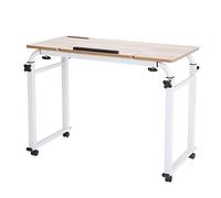 Ejoyous Table d'écriture de Lit Réglable avec roulettes, Bureau Mobile pour Ordinateur Portable avec étagère de Rangement, Idéal pour Le Bureau à Domicile et Le Chevet (0,8 mètre)
