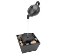 Ejoyous Théière Flottante Fontaine Ornement, LED Scène Décorative | Flux de circulation à l\'intérieur, fonctionnement avec deux piles AA, accent de table de bureau en galets en plastique