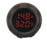 Ejoyous Thermomètre de Voiture Double Affichage, Voltmètre de Température, Indicateur de Tension Clair et Stable, étanche, Installation Simple, 12V 24V avec Sortie 5V 4,2A pour Véhicules
