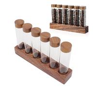 Ejoyous Tubes de Stockage de Grains de café avec Support en Bois de Noyer, Tubes de Cave à café Portatifs à Dose Unique pour Récipient de Grains de café pour Garde-manger de Bar de Vente