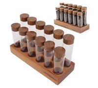 Ejoyous Tubes de Stockage de Grains de café avec Support en Bois de Noyer, Tubes de Cave à café Portatifs à Dose Unique pour Récipient de Grains de café pour Garde-manger de Bar de Vente