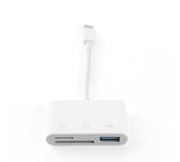 Ejoyous Type-C Hub 3 en 1, USB 2.0 SD TF Adaptateur Blanc | Lecteur de carte mémoire OTG, câble 2,68 pouces, Plug and Play, transfert de photos, travail sur clavier de tablette