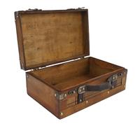 Ejoyous Valise en Bois Vintage, Coffre au Trésor en Bois Coffre Décoratif avec Boucle en Bronze Antique et Poignée en Cuir pour Le Rangement de Photographie à Domicile (Petite)