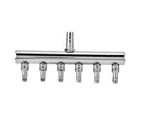 Ejoyous Vanne de Répartition d'air en Acier Inoxydable, Vanne de Contrôle d'air 'Aquarium, 6 Voies, Entrée de 8 Mm à Sortie de 4 Mm, Shnt de Gaz Réglable pour Pompe 'aération 'Aquarium, (Tête