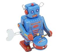 Ejoyous Vintage Tin Drumming Robot Rétro Restro Danse Robot Toy Faire à la Main Collectible pour Les Enfants Adultes avec Une Adorable Action de Batterie