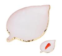 EJRUP 1PCS Palette de Nail Art en Résine,Feuille en Forme,Support Doré pour Maquillage,Palette de Mélange de Vernis à Ongles,pour Peindre, Placer des Choses, Faire des Ongles