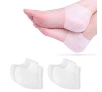 EJRUP 2 Paires Protège Talon Silicone Respirant, Talonnette Gel pour Soulager Douleur, Coussinets de Talon pour Femmes et Hommes, pour Arrière et Soulager La Douleur Pieds Sec (Blanc)