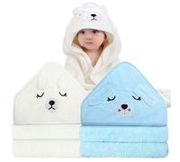 EJRUP 2 Pièces Cape de Bain Bebe, Serviette de Bain Capuche Bébé, Sortie de Bain pour Piscine, à la Plage, Après la Douche ou Le Bain