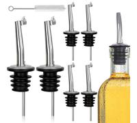 EJRUP 6 Pièce Bec Verseur Alcool Acier Inoxydable, avec Capuchons Anti-Poussière et Brosse de Nettoyage, Bec Conique,Réutilisable, Pour Bouteilles, Cocktails, Vins, Gins, Fêtes et Bars
