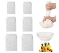 EJRUP 6 Pièces Sac a Lait Vegetal Nylon, Sac Filtrant Reutilisable, Etamine Alimentaire, Passoire Tissu Blanc, Sac Filtrant pour Jus de Légumes et Fruits, Café, Lait Avoine (3 Tailles)