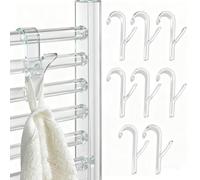 EJRUP 8 Pcs Crochet Radiateur Rond,Crochet Seche Serviette pour Radiateurs Plastique, Crochet Radiateur Seche Serviette,Patères Radiateur de Salle de Bain,Tous Les Radiateurs Standards(Transparent)