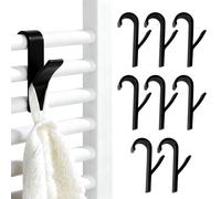 EJRUP 8 Pcs Crochet Radiateur Rond,Crochet Seche Serviette pour Radiateurs Plastique, Crochet Radiateur Seche Serviette,Patères Radiateur de Salle de Bain,Tous Les Radiateurs Standards(Noir)