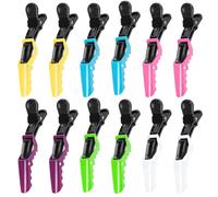 EJRUP Lot de 12 Pinces à Cheveux Professionnelles en Plastique pour Femme,Pince Crocodile Cheveux Femme,Pince Cheveux Coiffeur,pour un Coiffage Facile - Épaisse/fine