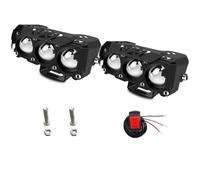 EJUOYO Motorcycle Off-Road Lights Phares à Trois Yeux pour Moto, phares modifiés pour véhicules électriques, projecteurs extérieurs Phare de Moto(2 PC with Switch)