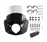 EJUOYO Pare-Brise de Moto Kit de carénage et Pare-Brise pour Moto Harley Dyna Street Bob Super Glide Low Rider 2006-2017, fourches 48-58 mm Pare-Brise Visière avec(6021-dn-11 Clear)