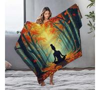 EJXN Couverture de Pâques - Sérénité d'automne : une méditation dans la nature - Grande couverture en flanelle (127 x 100 cm)