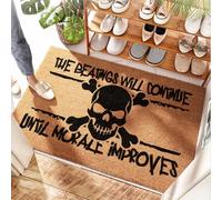 EJXN Door Inside Paillasson en fibre de coco - The Beatings Will Continue Until Morale Improves | Accueil floral/fibre de coco - Paillasson d'extérieur pour sous-sol, porte monogramme (40 x 60 cm)