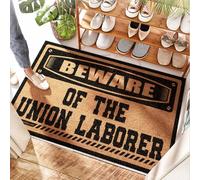 EJXN Grand tapis de terrasse en noix de coco « Beware of the Union Laborer » - Soleil | Boho Welcome/extérieur pour porte arrière, porte de printemps, extérieur et terrasse imperméable (50 x 80 cm)