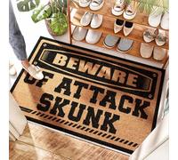 EJXN Hall Way Paillasson en fibre de coco Beware Of Attack Skunk | Restes - Grand paillasson imperméable et pour entrée intérieure, personnalisé (50 x 80 cm)