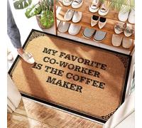 EJXN Inserts de porte robustes « My Favorite Co-worker Is The Coffee Maker » - Bienvenue sur la porte d'entrée | Tapis d'extérieur personnalisé/amusant pour porte d'entrée - Caoutchouc antidérapant