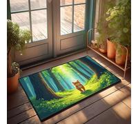 EJXN Man Cave Stuff Tapis d'extérieur antidérapant Motif chat promenant un chemin dans une forêt. | Personnalisé - Petit tapis de couloir antidérapant, soleil (65 x 90 cm)