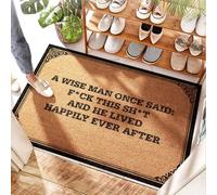 EJXN Monstera Coconut Rug A Wise Man Once Said : F*ck This Sh*t And He Lived Happily Ever After | Chaussure d'intérieur - Fibre de coco / rayé - Paillasson extra large pour entrée, porte d'entrée et