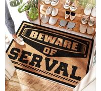 EJXN Ocean Natural Coir Beware Of Serval - Porte amusante | En caoutchouc pour maison/porte d'entrée - Tapis intérieur de porte d'entrée pour porte de cuisine, printemps (65 x 90 cm)