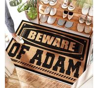 EJXN Paillasson arc-en-ciel - Beware Of Adam | Superposition extérieure/vague - Paillasson pour entrée extérieure drôle, cuisine fraise et Hello Welcome, porte d'entrée extérieure (50 x 80 cm)