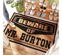 EJXN Paillasson Beware Of Mr. Burton | Doodle - Imperméable pour animaux domestiques et entrée intérieur/hiver pour porte d'entrée, double porte (50 x 80 cm)
