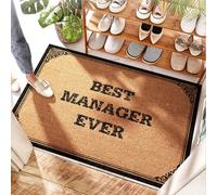 EJXN Paillasson de drainage en noix de coco - Best Manager Ever - Bienvenue personnalisé - Tapis de bienvenue pour porte d'entrée drôle/imperméable et porte extra large pour intérieur (65 x 90 cm)