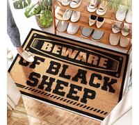 EJXN Paillasson en coco | Beware Of Black Sheep - Douche intérieure et porte/zone ultra fine - Tapis d'extérieur en fibre de coco pour porte d'entrée, avant (40 x 60 cm)