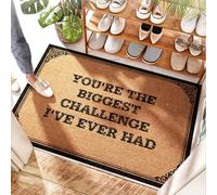 EJXN Paillasson en fibre de coco avec inscription « You're The Biggest Challenge I've Ever Had » - Spring Welcome Outdoor | Paillasson d'entrée en fibre de coco naturelle / emboîtable - Drapeau