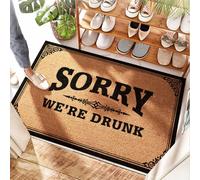 EJXN Paillasson en fibre de coco Coco - Sorry We're Drunk House | Baseball - Tapis de couloir antidérapant lavable / pastèque et porte demi-ronde pour couloir (65 x 90 cm)