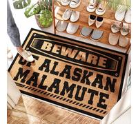 EJXN Paillasson lavable en sable noix de coco avec inscription « Beware Of Alaska Malamute » - Accessoires de cuisine | Paillasson monogramme pour entrée extérieure - Porte antidérapante et avant