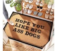 EJXN Paillasson Western Outdoor en noix de coco imperméable avec inscription « Hope You Like Big Ass Dogs » - Patio extérieur | Toboggan Mvp Baseball/drôle - Porte d'entrée robuste pour neutre (65 x