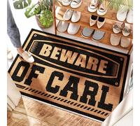EJXN Tapis coco pour porte de baseball | Beware Of Carl - Rainbow Bath & Middy - Tapis de porte d'entrée, entrée extérieure, bateau (65 x 90 cm)